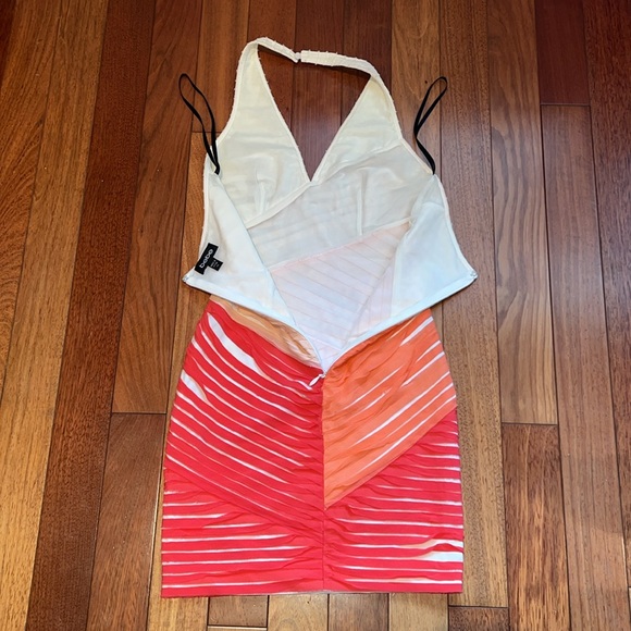 Peach, Orange & Red Halter Dress - Picture 2 of 11